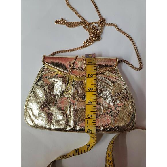 Marlene's Gaines UTOPIA ITALY Genuine Leather Shoulder Gold Purse EUC! - Picture 7 of 8